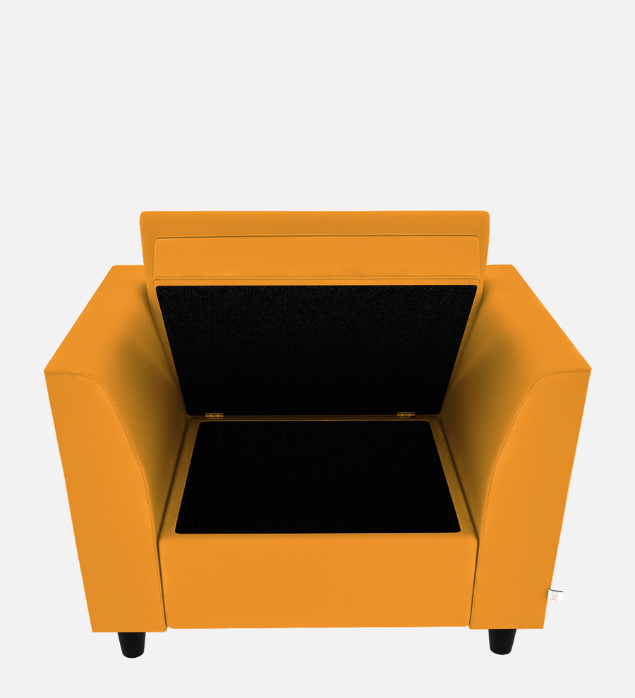 Bristo Velvet 1 Seater Sofa In Safforn Yellow Colour With Storage - Febonic Living