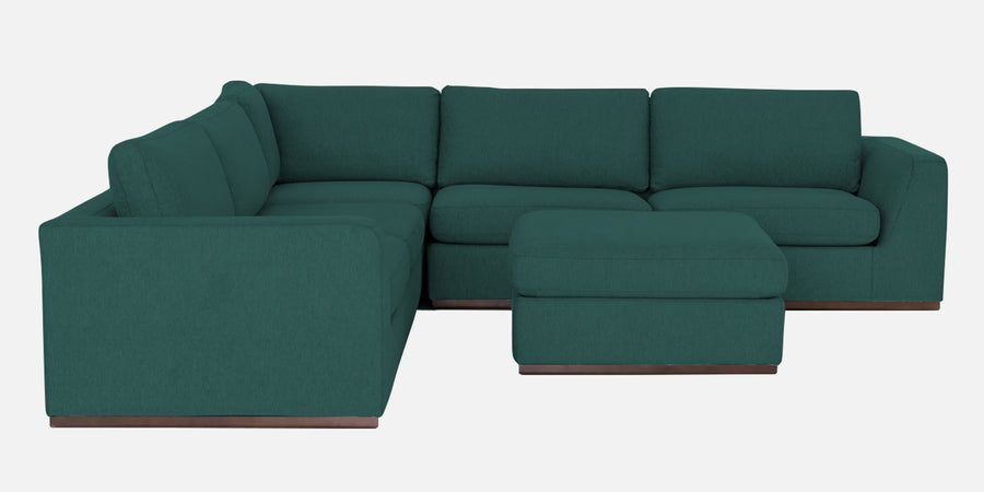 Freedom Velvet 6 Seater Lhs Corner Sofa In Pine Green Colour With Ottoman - Febonic Living