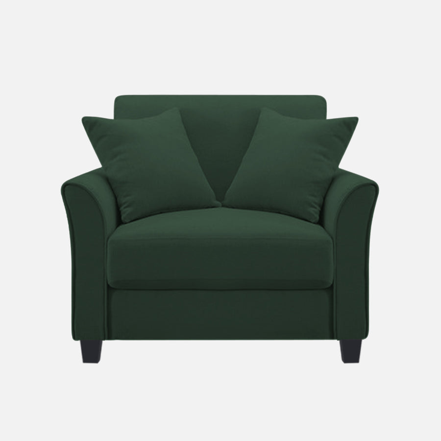 Daroo Velvet 1 Seater Sofa In Amazon Green Colour - Febonic Living