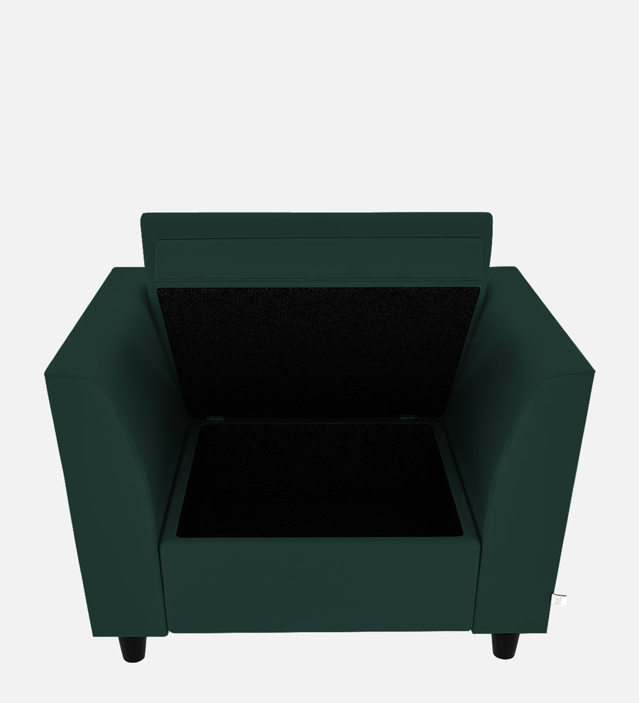 Bristo Velvet 1 Seater Sofa In Forest Green Colour With Storage - Febonic Living