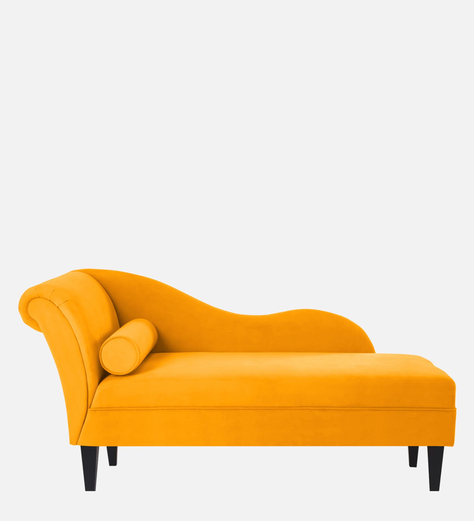 Rana Velvet RHS Chaise Lounger In Saffron yellow Colour