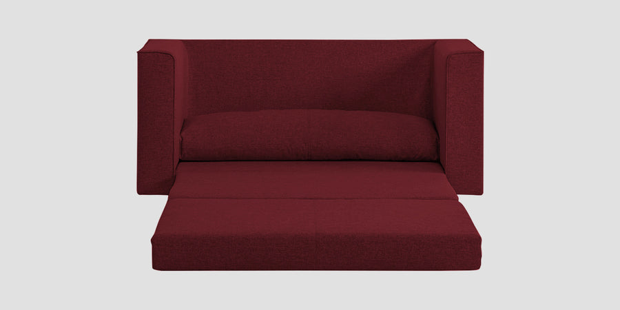 Kenia Fabric 3 Seater Foldable Sofa Cum Bed In Blood Maroon Colour - Febonic Living