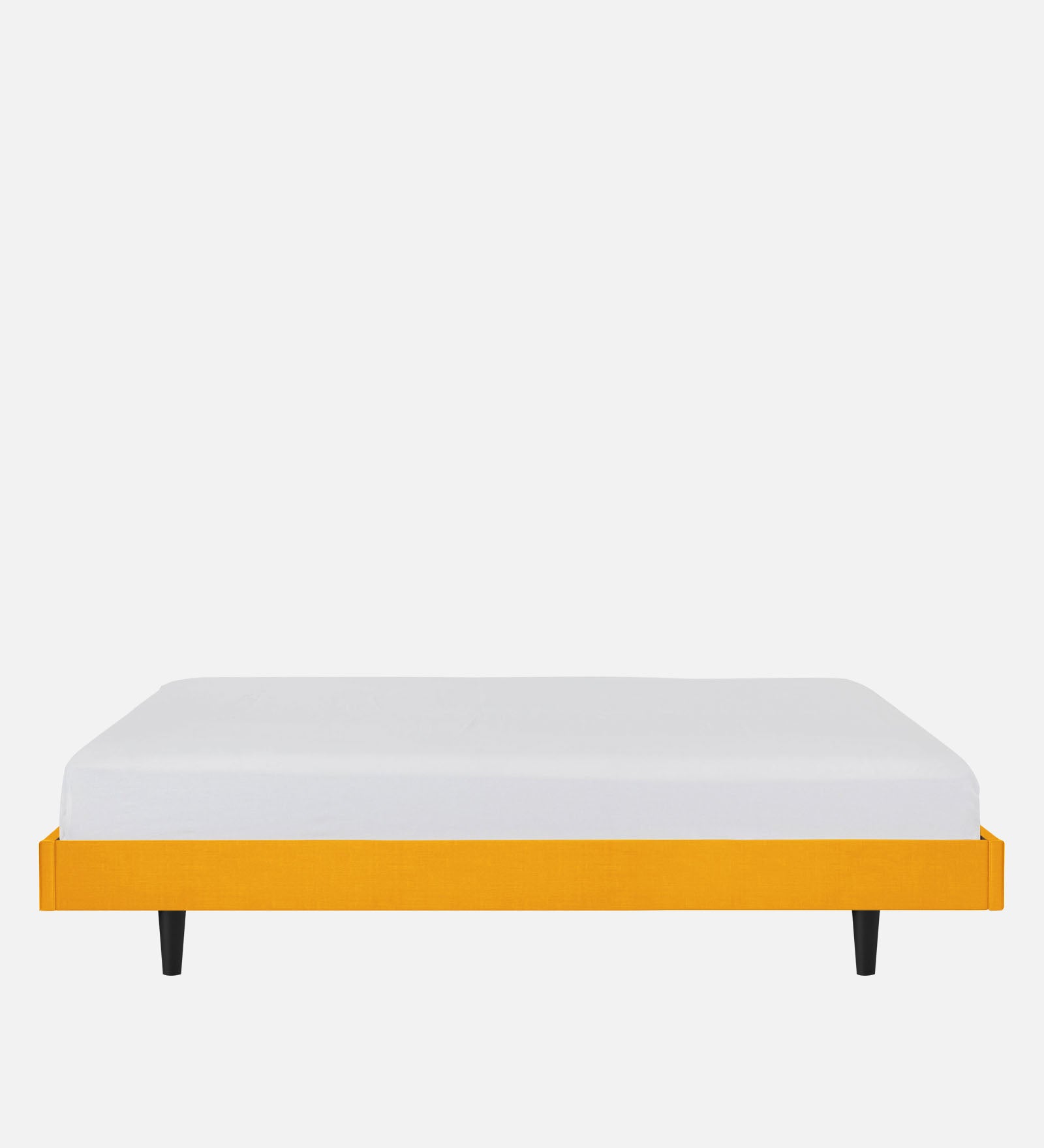 Basi Fabric Queen Size Bed In Bold Yellow Colour