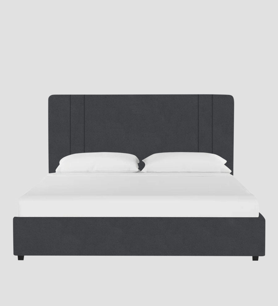 Asyra Velvet Upholstered King Size Bed In Davy Grey Colour With Box Storage - Febonic Living