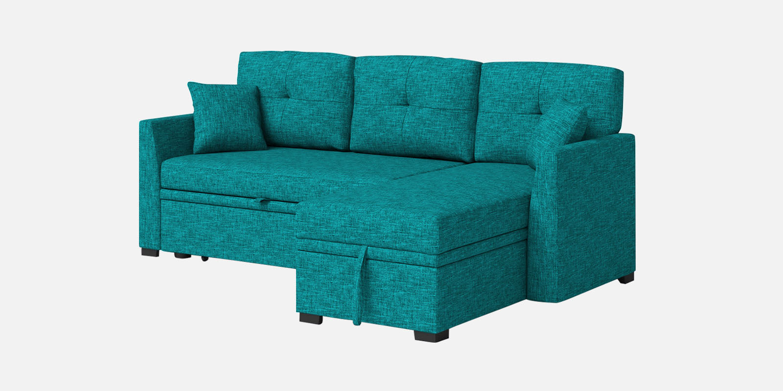 Jody Fabric 3 Seater Pull Out Sofa Cum Bed In Sea Green Colour