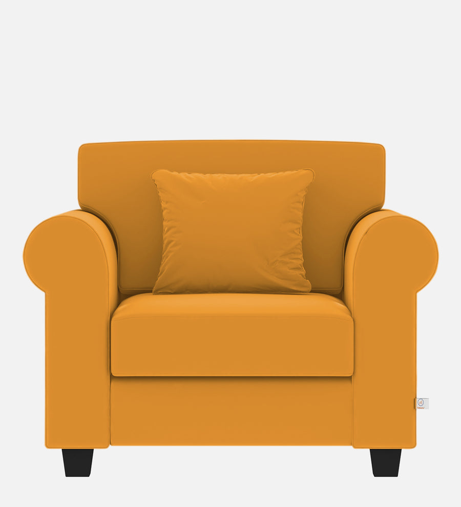 Numonk Velvet 1 Seater Sofa In Safforn Yellow Colour - Febonic Living