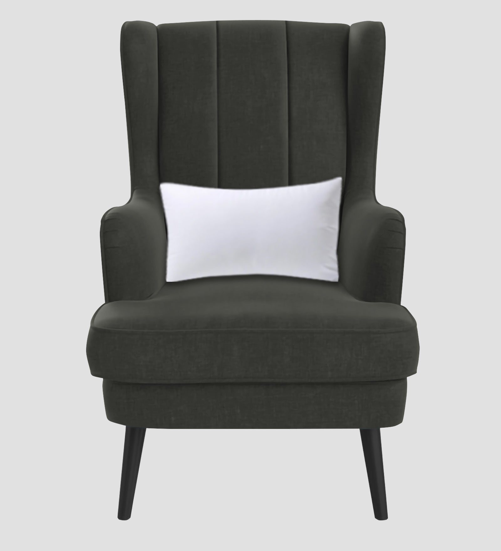 Niya Velvet 1 Seater Wing Chair in Hory Grey Colour