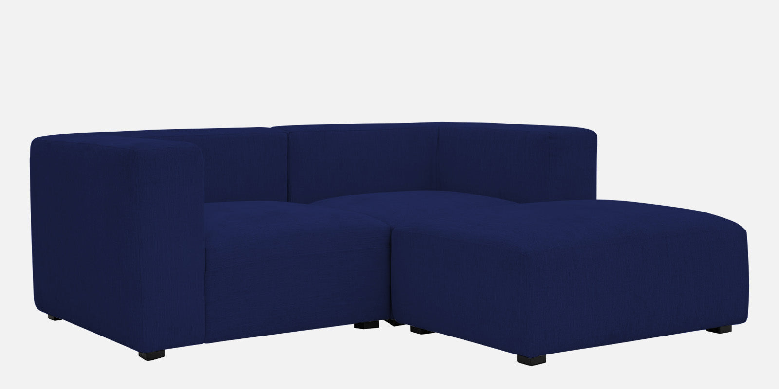 Dora Velvet LHS Sectional Sofa (2+Ottoman) In Indigo blue Colour