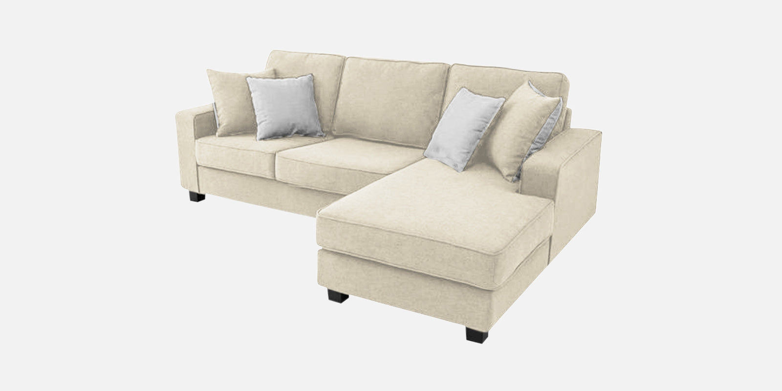 Ladybug Fabric LHS Sectional Sofa (2+Lounger) In Ivory Cream Colour