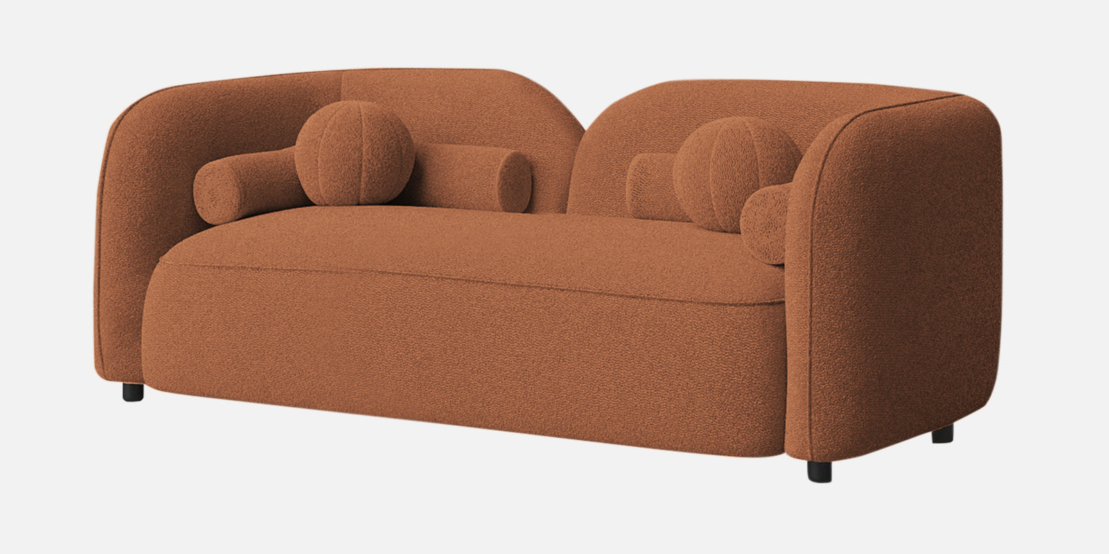 Corny Fur Fabric 2 Seater Sofa in Light Orange Colour