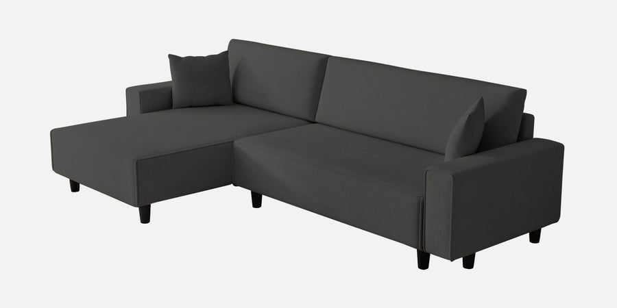 Peach Fabric Lhs 6 Seater Sofa Cum Bed With Storage In Charcoal Grey Colour - Febonic Living