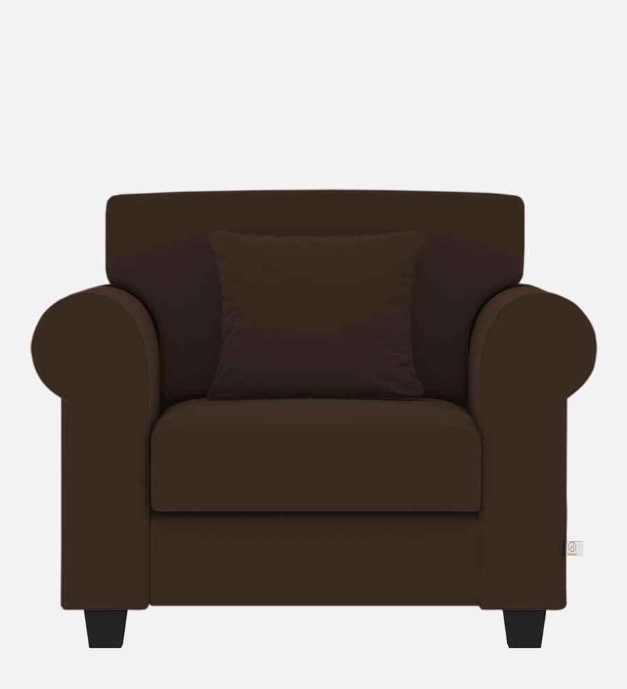 Numonk Velvet 1 Seater Sofa In Chocolate Brown Colour - Febonic Living