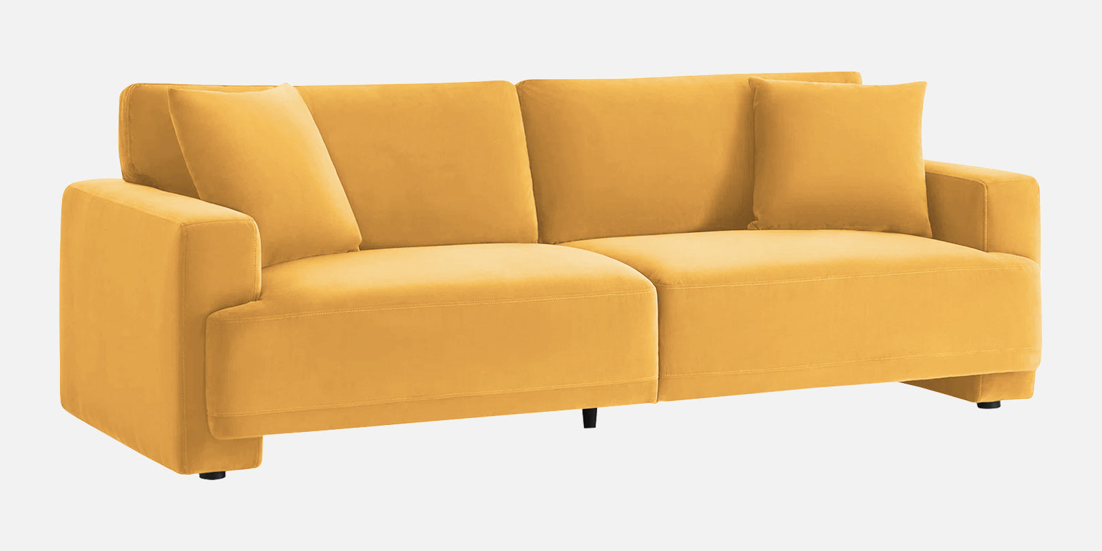 Kosta Velvet 3 Seater Sofa in Turmeric Yellow Colour