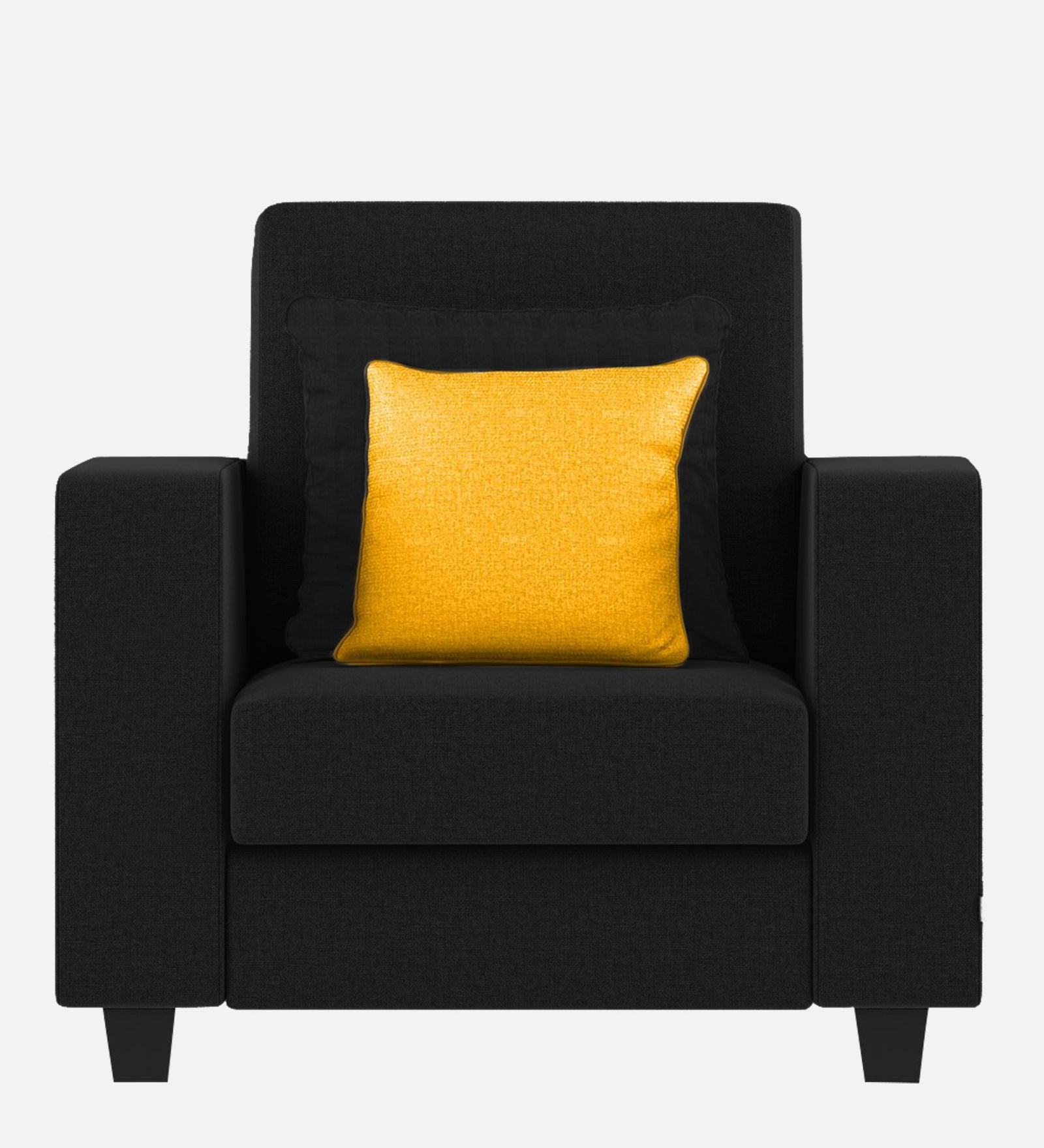 Nabi Fabric 1 Seater Sofa In Zed Black Colour