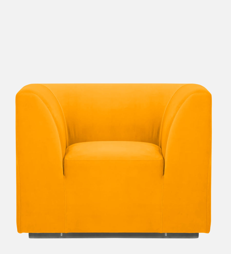 Bufa Velvet 1 Seater Sofa In Saffron Yellow Colour - Febonic Living