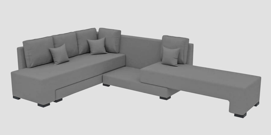 Corby Velvet Lhs 6 Seater Convertible Sofa Cum Bed In Light Grey Colour - Febonic Living