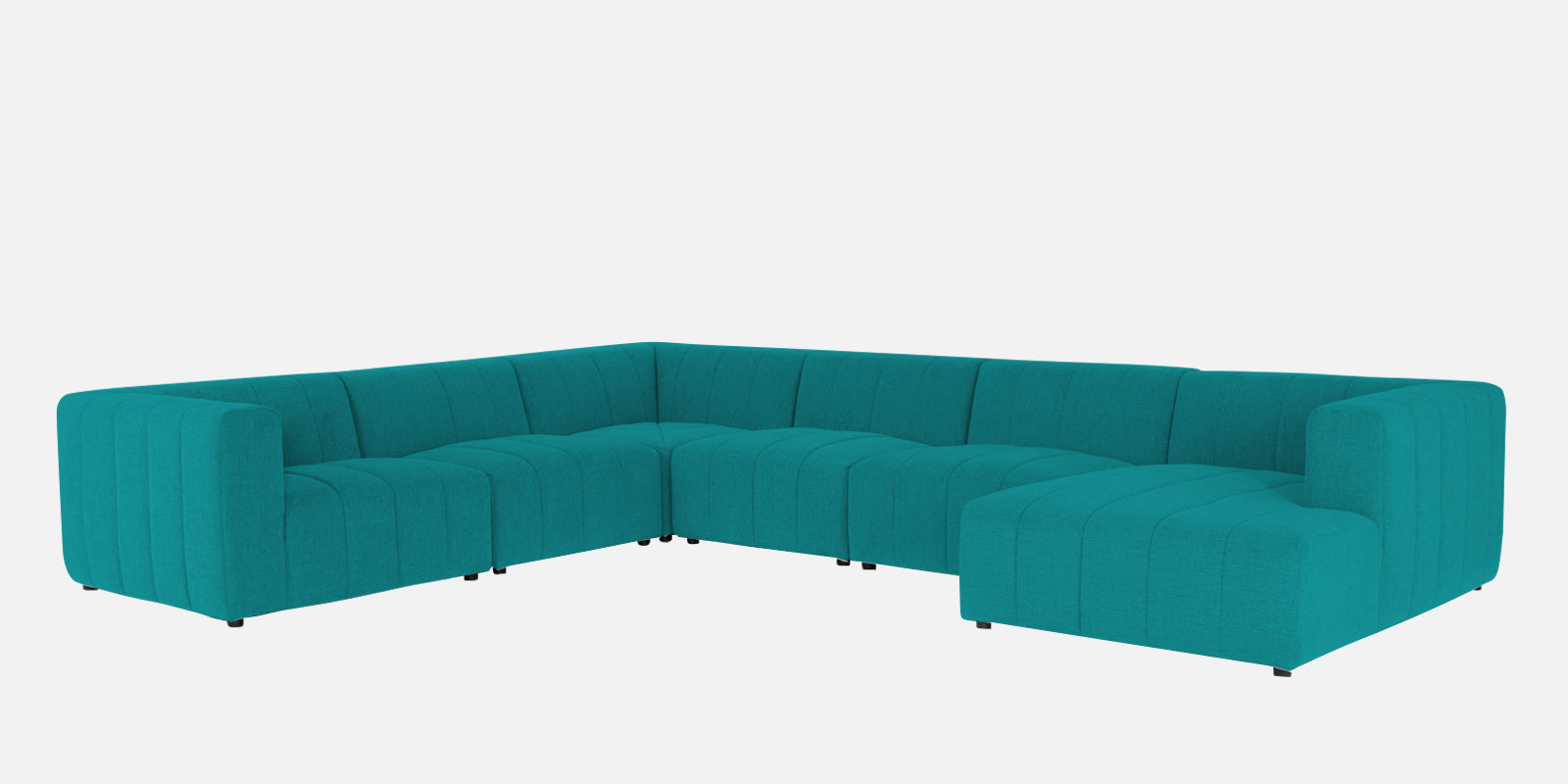 Damo Fabric LHS 8 Seater Sectional Sofa In Sea Green Colour