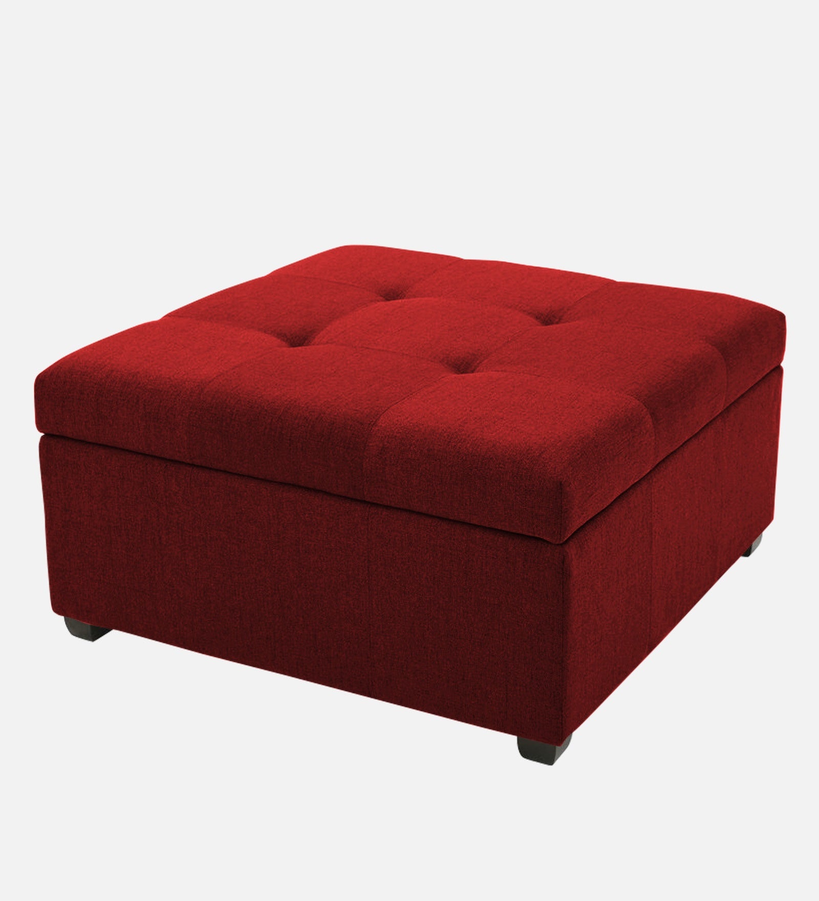 Mubila Fabric Ottoman In Blood Maroon Colour With Storage