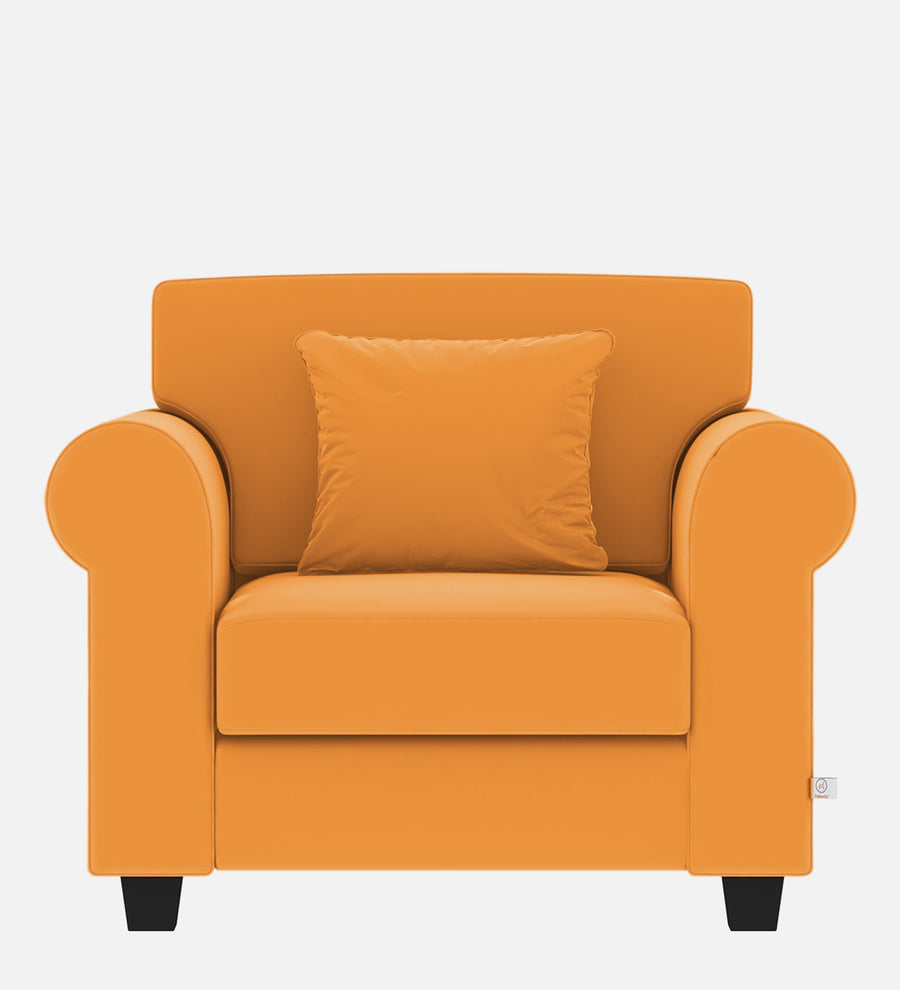 Numonk Velvet 1 Seater Sofa In Tangerine Orange Colour - Febonic Living