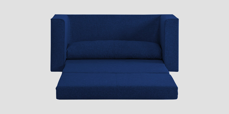 Kenia Fabric 3 Seater Foldable Sofa Cum Bed In Royal Blue Colour - Febonic Living