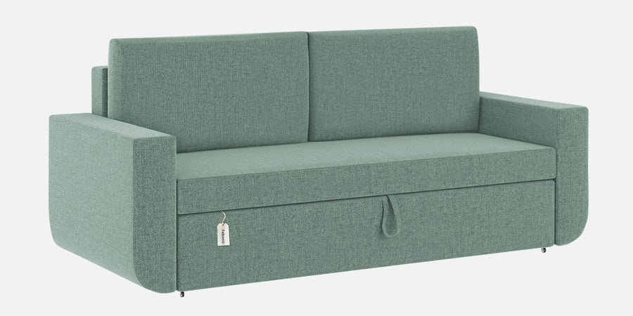 Grace Fabric 3 Seater Pull Out Sofa Cum Bed In Suka Blue Colour With Storage - Febonic Living