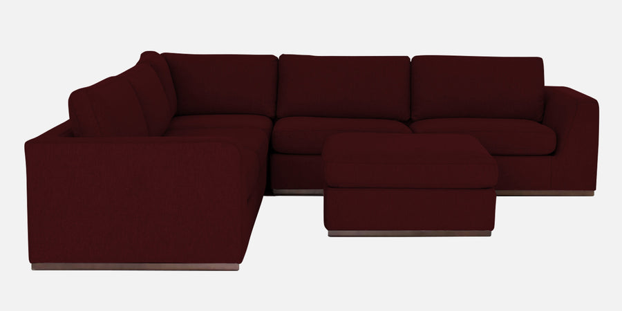 Freedom Velvet 6 Seater Lhs Corner Sofa In Blood Maroon Colour With Ottoman - Febonic Living