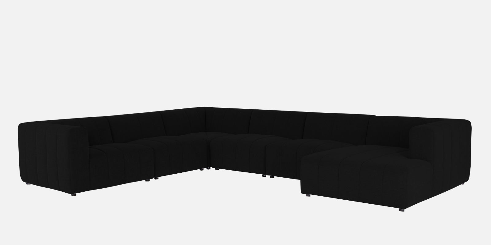 Damo Fabric LHS 8 Seater Sectional Sofa In Zed Black Colour