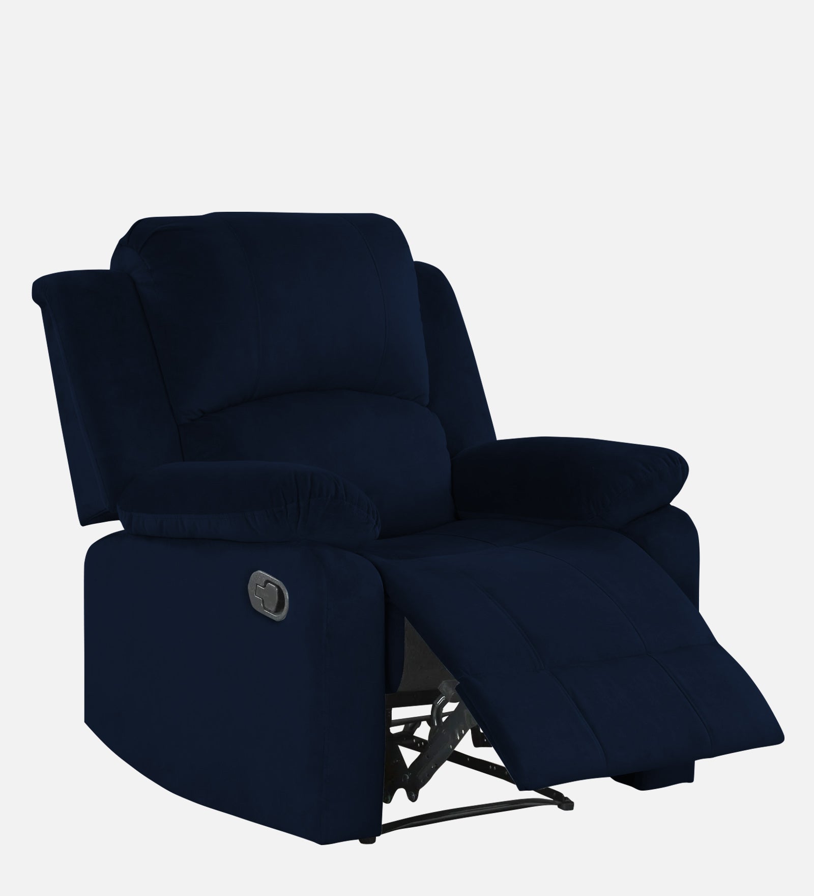 Henry Velvet Manual 1 Seater Recliner In Dark Blue Colour