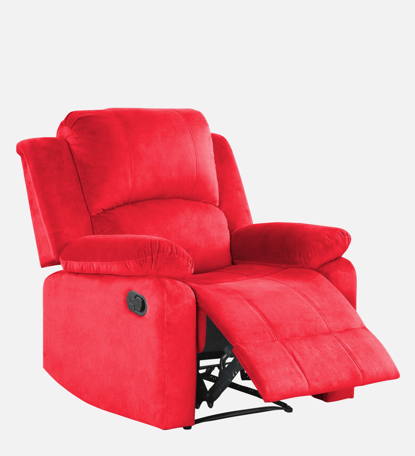 Henry Velvet Manual 1 Seater Recliner In Ox Blood Maroon Colour