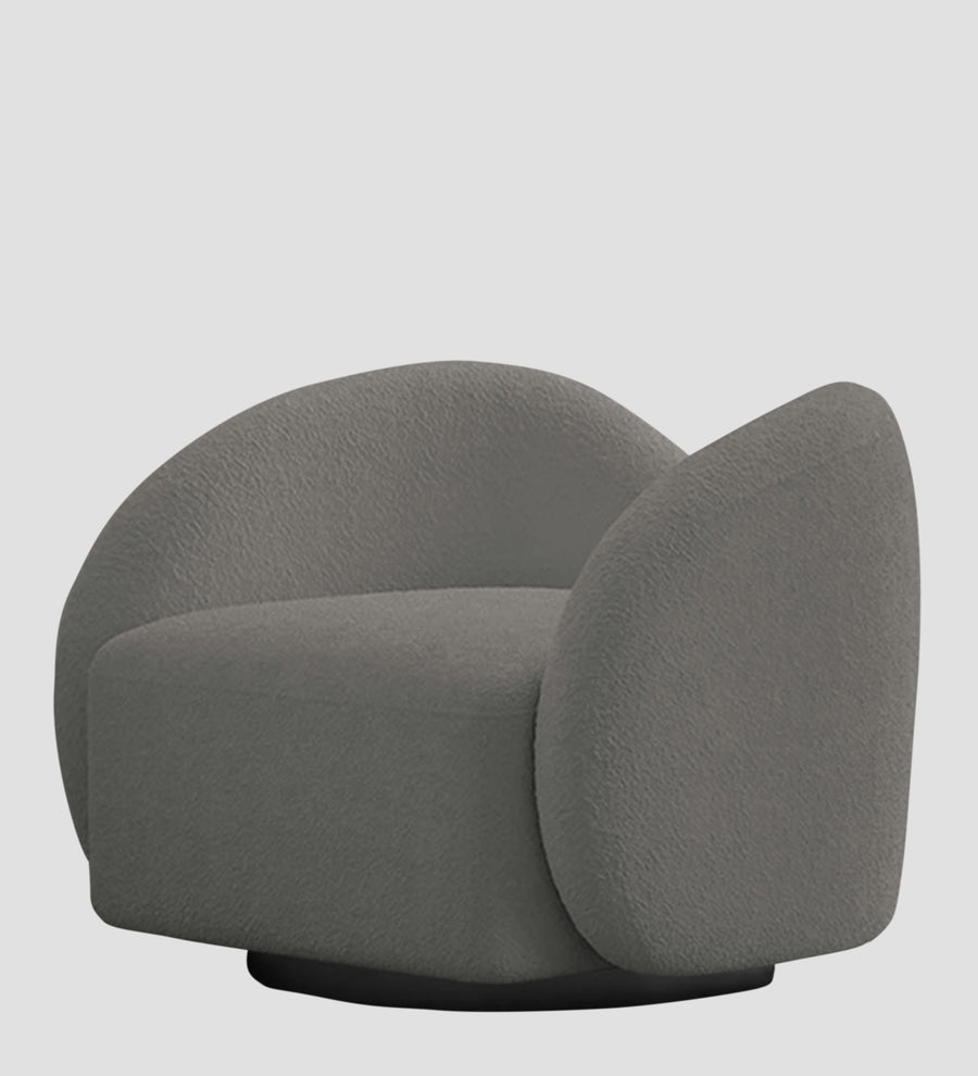 Miles Boucle Fabric Swivel Chair In Moon Grey Colour - Febonic Living