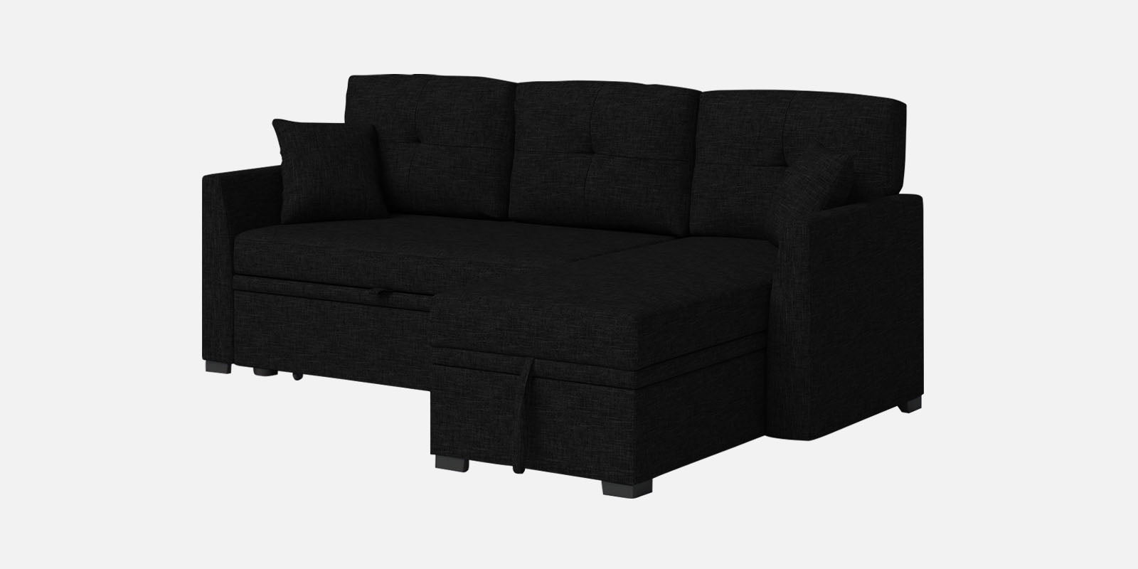 Jody Fabric 3 Seater Pull Out Sofa Cum Bed In Zed Black Colour