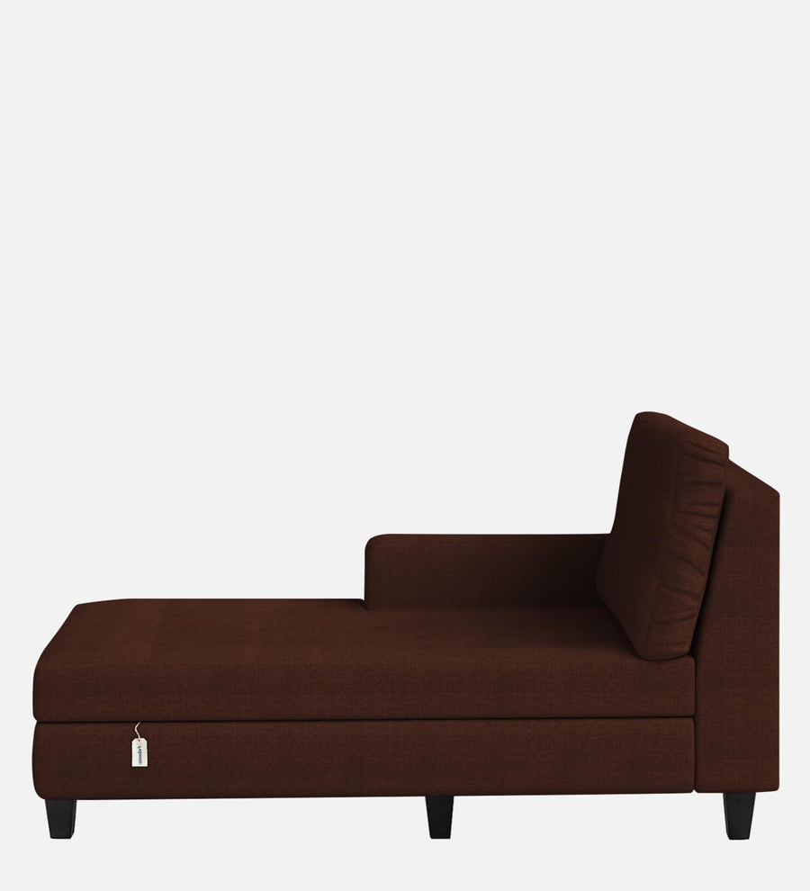 Royee Fabric Lhs Chaise Lounger In Coffee Brown Colour With Storage - Febonic Living