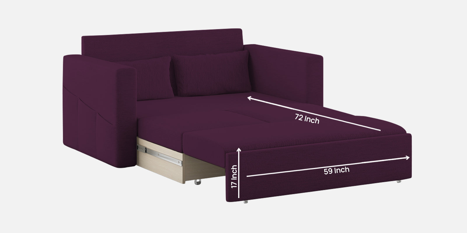 River Fabric 2 Seater Pull Out Sofa Cum Bed In Greek Purple Colour