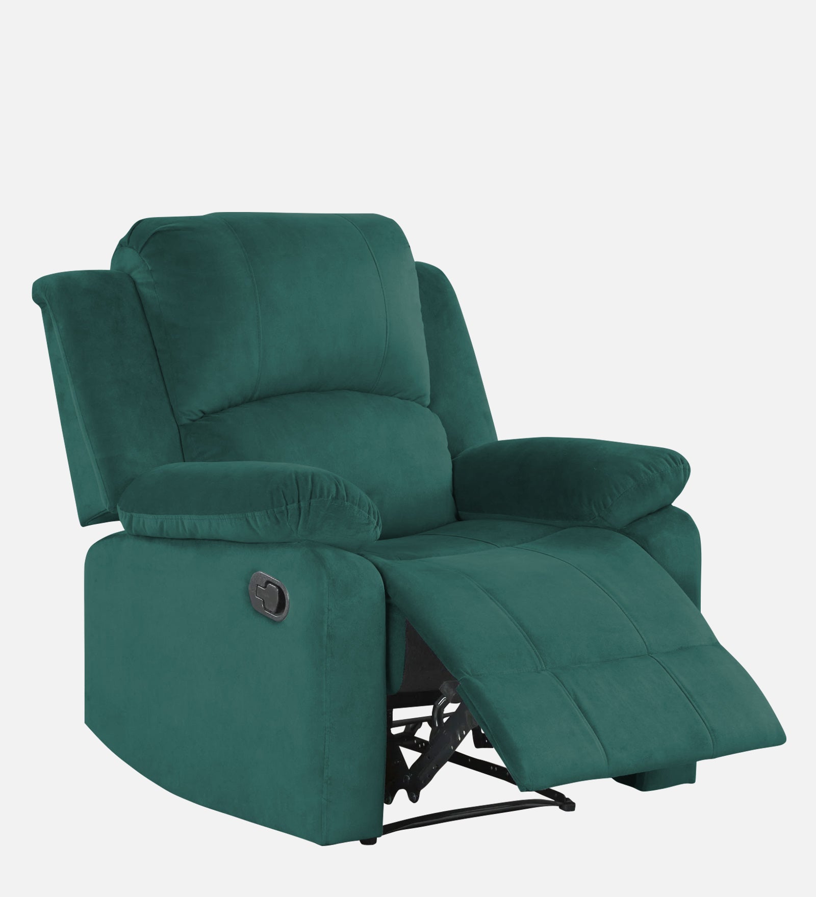 Henry Velvet Manual 1 Seater Recliner In Pine Green Colour