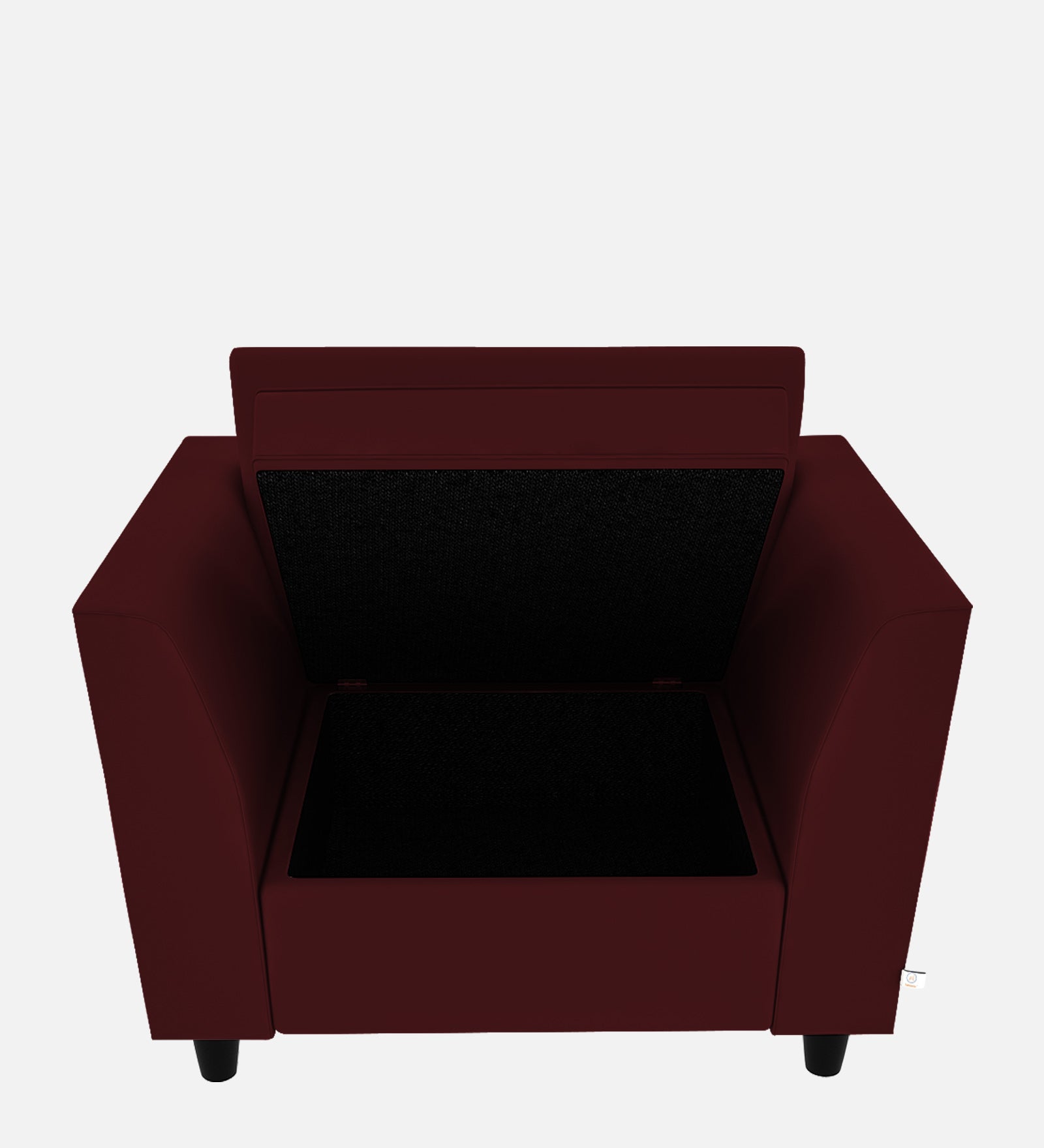 Bristo Velvet 1 Seater Sofa in Dark Maroon Colour With Storage