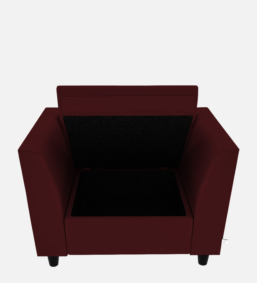 Bristo Velvet 1 Seater Sofa In Dark Maroon Colour With Storage - Febonic Living