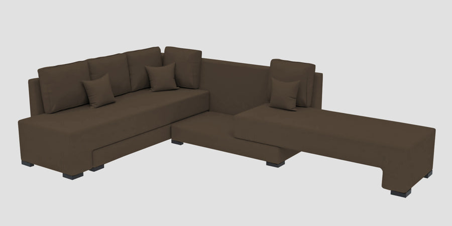 Corby Velvet Lhs 6 Seater Convertible Sofa Cum Bed In Shade Brown Colour - Febonic Living