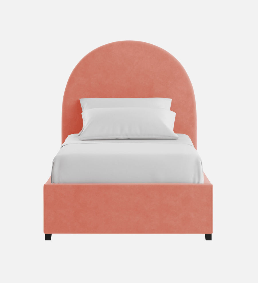Maro Velvet Upholstered Single Size Bed In Blush Pink Colour - Febonic Living