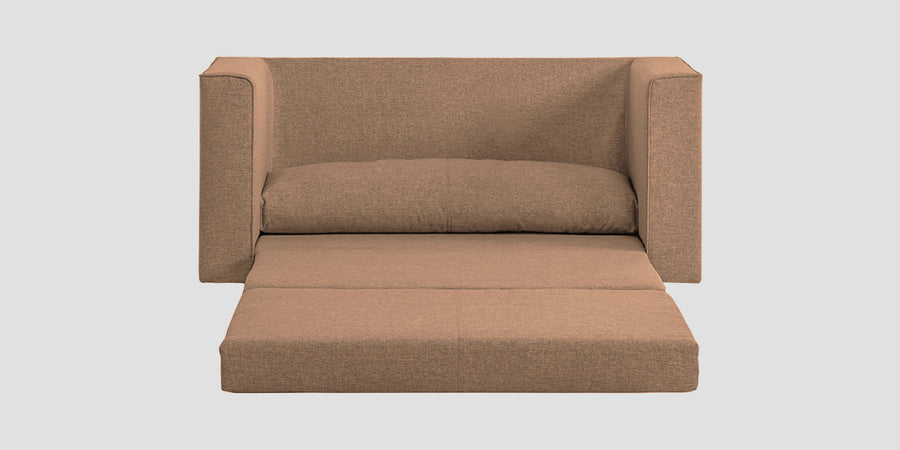 Kenia Fabric 3 Seater Foldable Sofa Cum Bed In Cosmic Beige Colour - Febonic Living