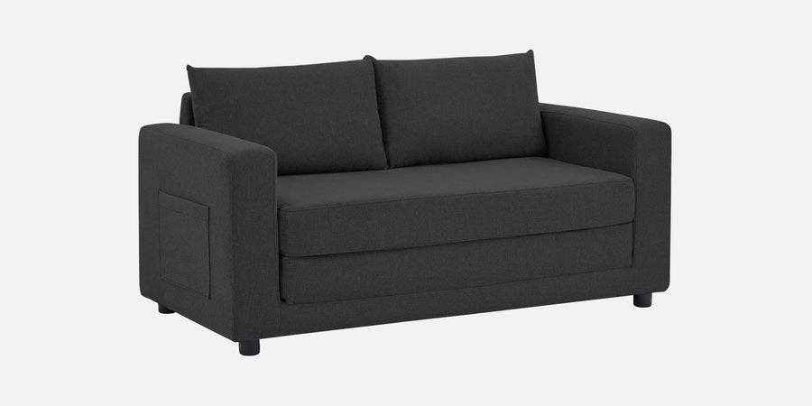 Roman Fabric 3 Seater Foldable Sofa Cum Bed In Charcoal Grey Colour With Usb Port - Febonic Living