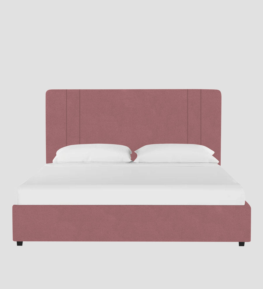 Asyra Velvet Upholstered King Size Bed In Rose Pink Colour With Box Storage - Febonic Living