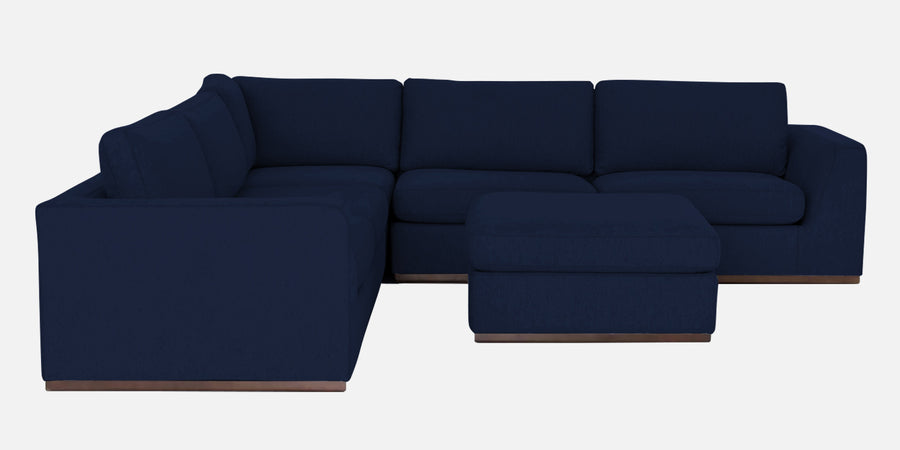 Freedom Velvet 6 Seater Lhs Corner Sofa In Indigo Blue Colour With Ottoman - Febonic Living