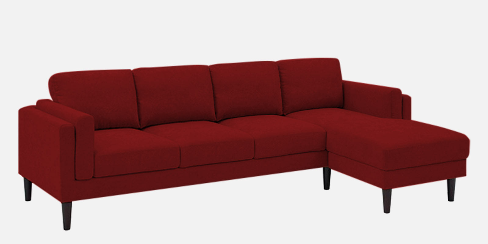 Creata Fabric LHS Sectional Sofa (3+Lounger) in Blood Maroon Colour by Febonic