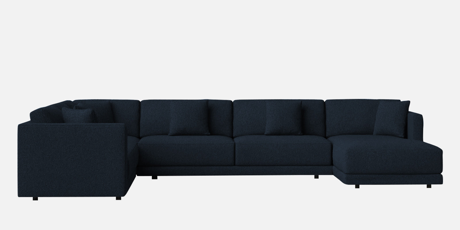 Carlin Fabric LHS 8 Seater Sectional Sofa In Denim Blue Colour