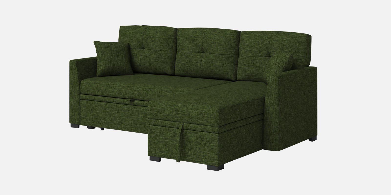 Jody Fabric 3 Seater Pull Out Sofa Cum Bed In Light Green Colour