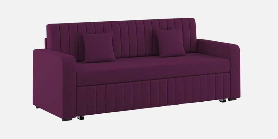 Calra Fabric 3 Seater Pull Out Sofa Cum Bed In Greek Purple Colour With Storage - Febonic Living