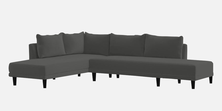 Ira Fabric Rhs 6 Seater Convertible Sofa Cum Bed In Charcoal Grey Colour - Febonic Living