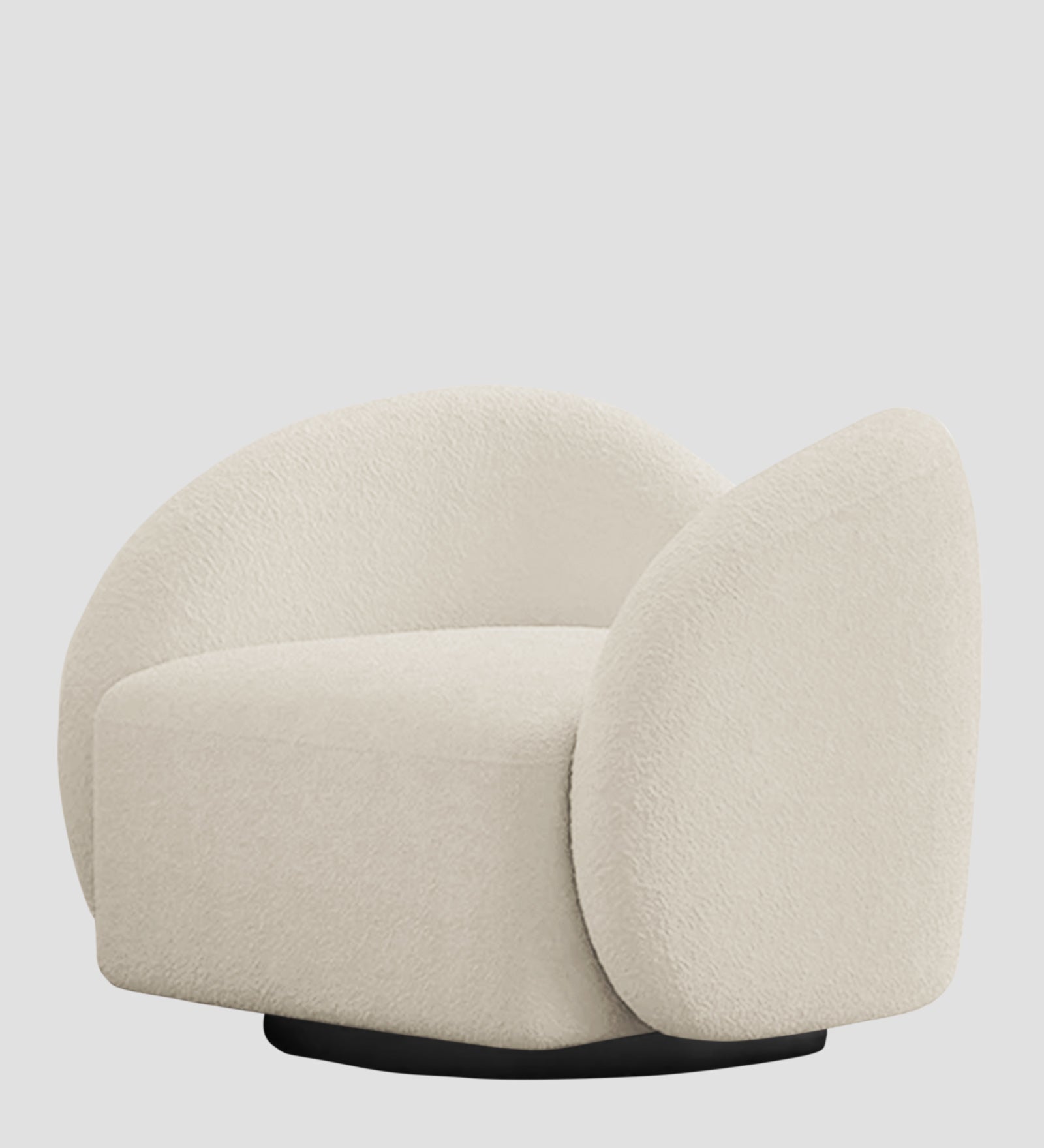 Miles Boucle Fabric Swivel Chair in Shell White Colour