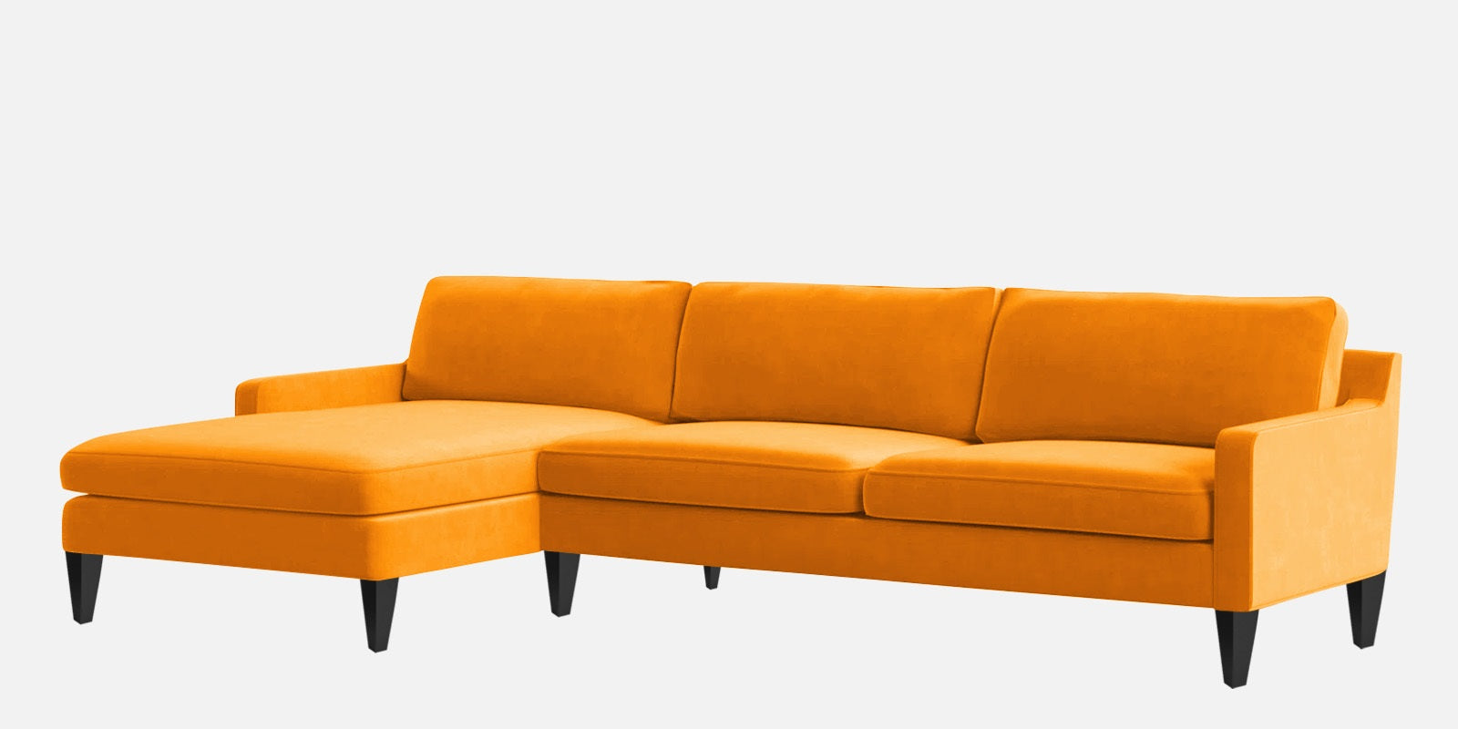 Jones Velvet RHS Sectional Sofa (3+Lounger) In Saffron yellow Colour