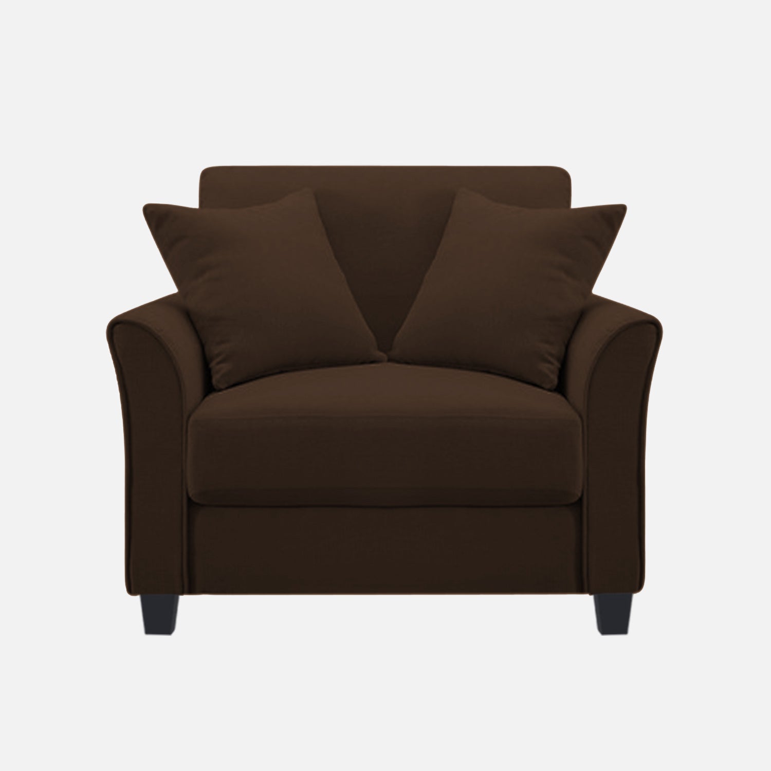 Daroo Velvet 1 Seater Sofa In Chocolate Brown Colour